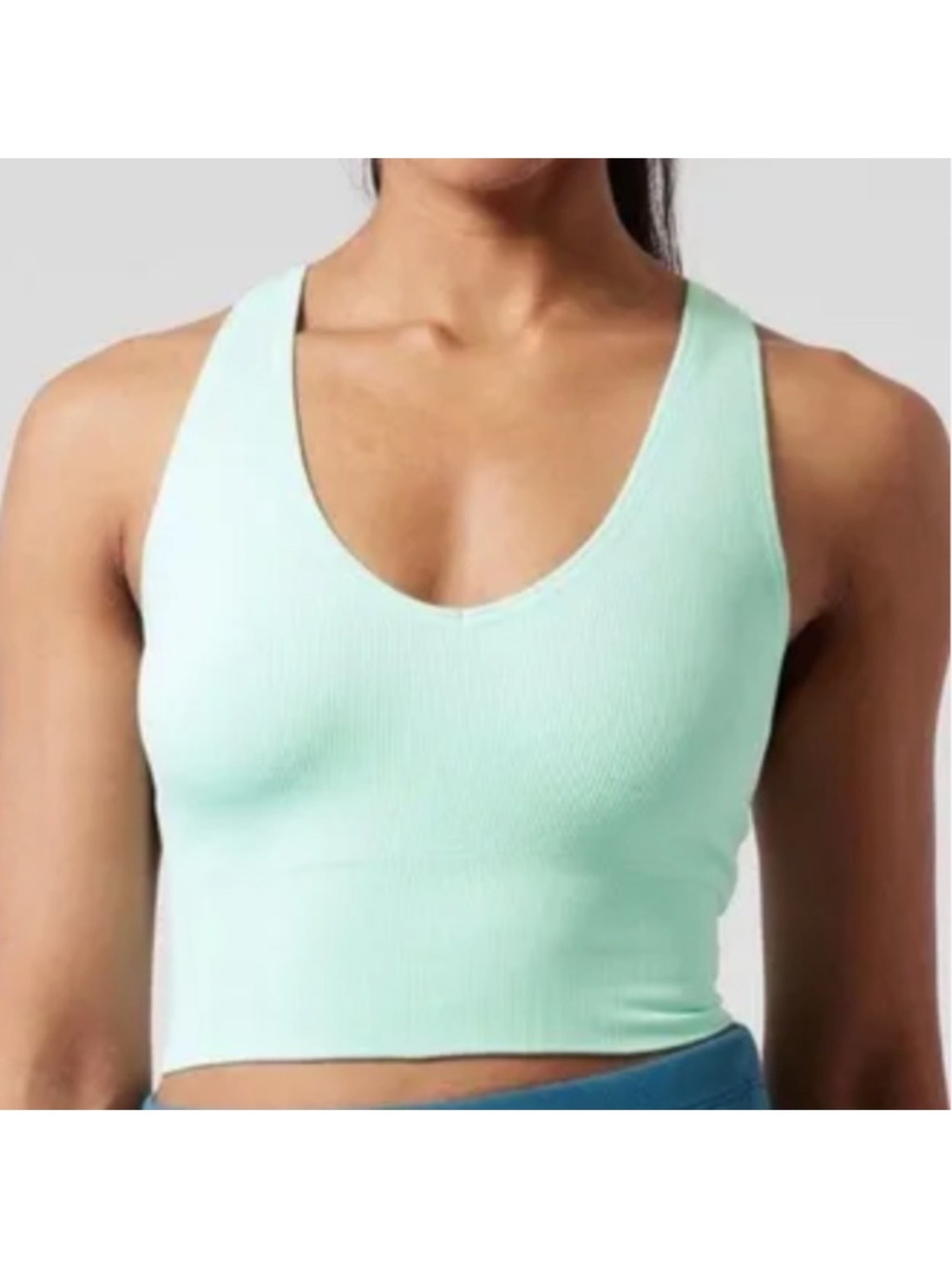 Athleta Aurora Seamless Crop Ribbed V-Neck Tank - Mint Green